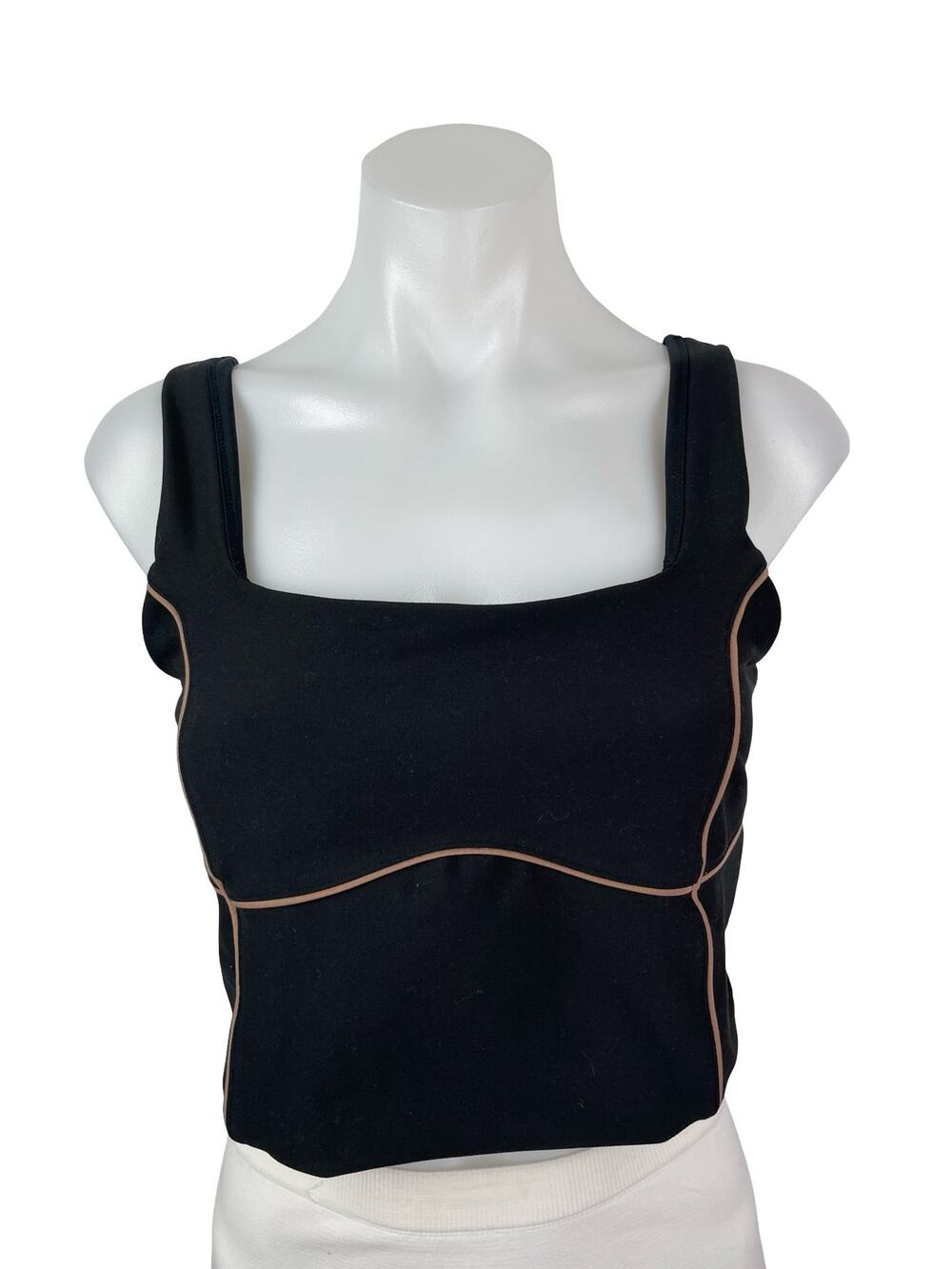 YPB Women's Black Sleeveless Cami Yoga Workout Running Athletic Crop Top Size L